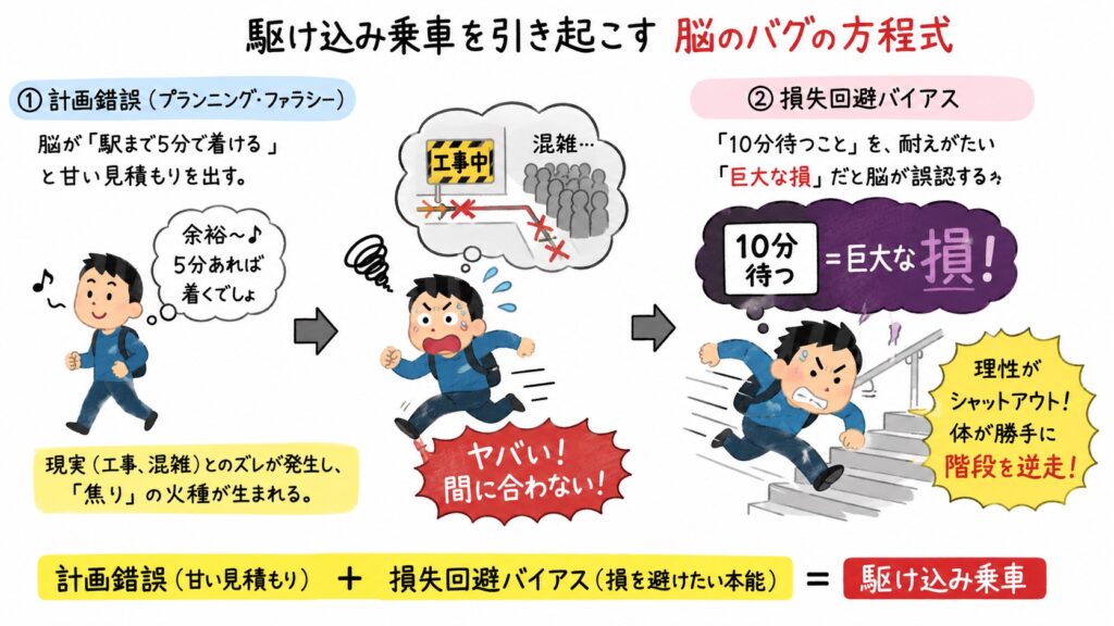 駆け込み乗車　脳のバグ　図解